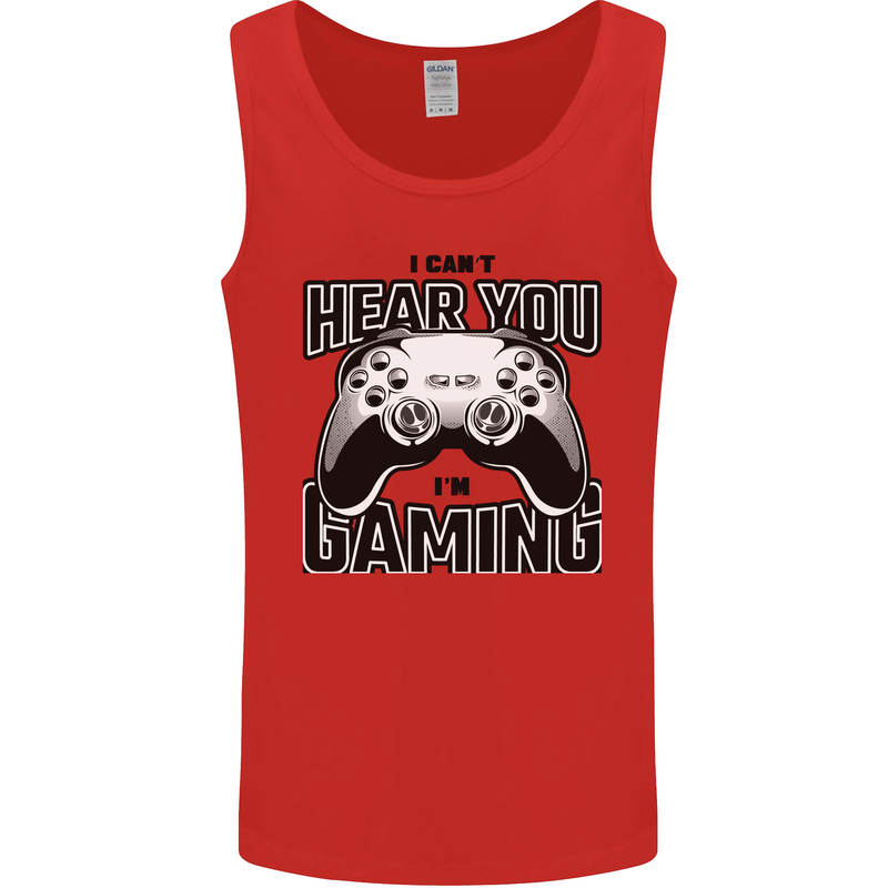 I Can't Hear You Im Gaming Funny Gamer Mens Vest Tank Top Red