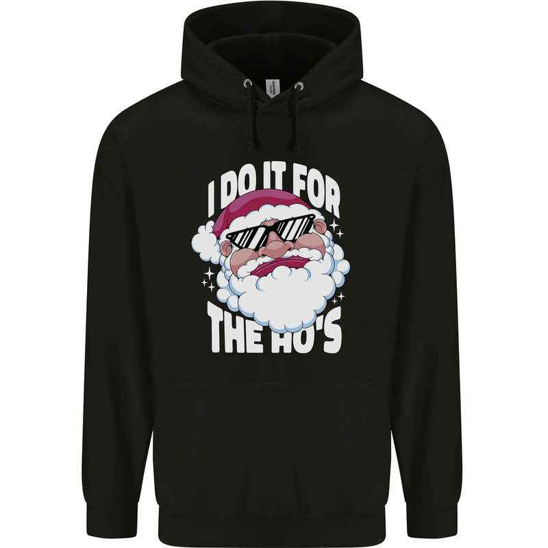I Do It for the HO's Funny Christmas Santa Xmas Childrens Kids Hoodie Black