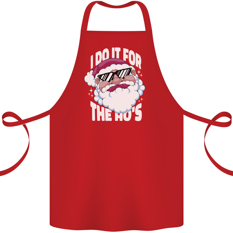 I Do It for the HO's Funny Christmas Santa Xmas Cotton Apron 100% Organic Red