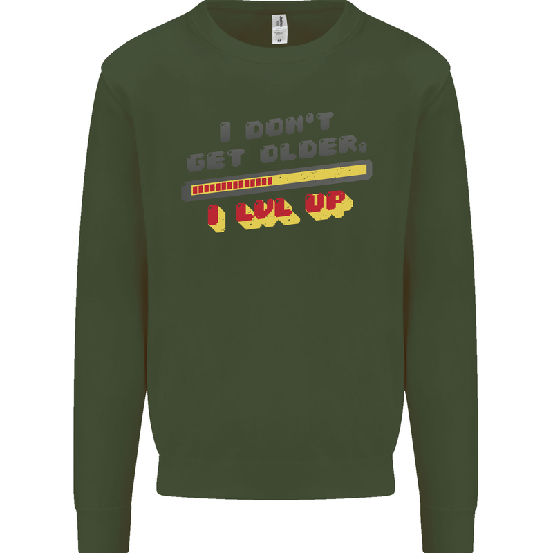 I Don't Get Older Funny Gaming Gamer Birthday Kids Sweatshirt Jumper Forest Green