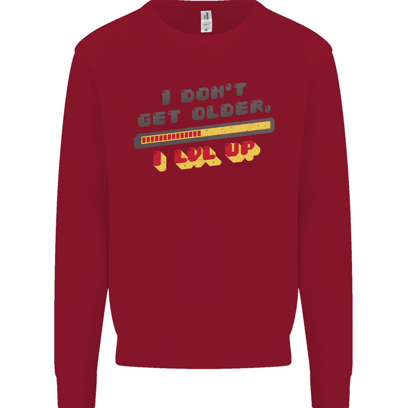 I Don't Get Older Funny Gaming Gamer Birthday Kids Sweatshirt Jumper Red