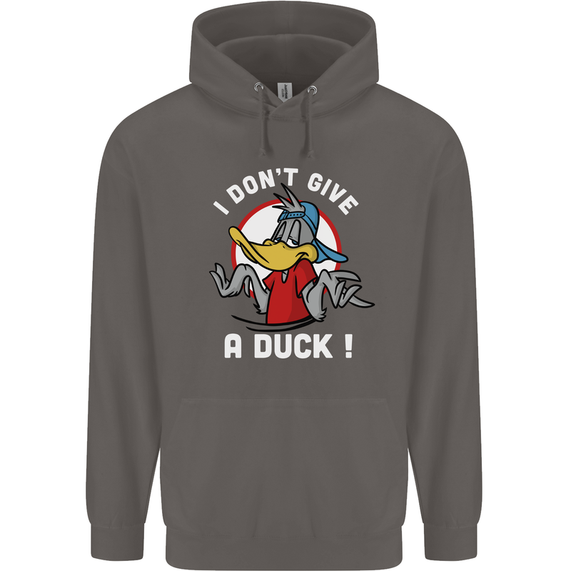 I Don't Give a Duck Funny Offensive Joke Rude Mens 80% Cotton Hoodie Charcoal