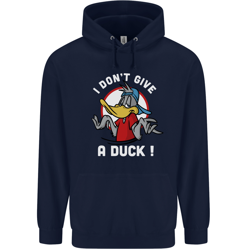 I Don't Give a Duck Funny Offensive Joke Rude Mens 80% Cotton Hoodie Navy Blue