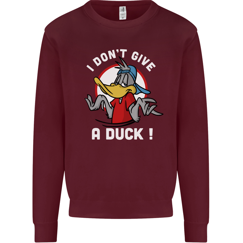 I Don't Give a Duck Funny Offensive Joke Rude Mens Sweatshirt Jumper Maroon