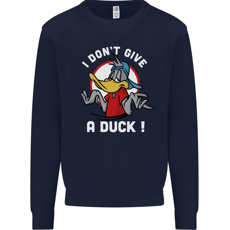 I Don't Give a Duck Funny Offensive Joke Rude Mens Sweatshirt Jumper Navy Blue
