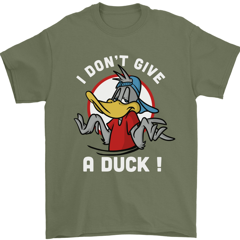 I Don't Give a Duck Funny Offensive Joke Rude Mens T-Shirt 100% Cotton Military Green