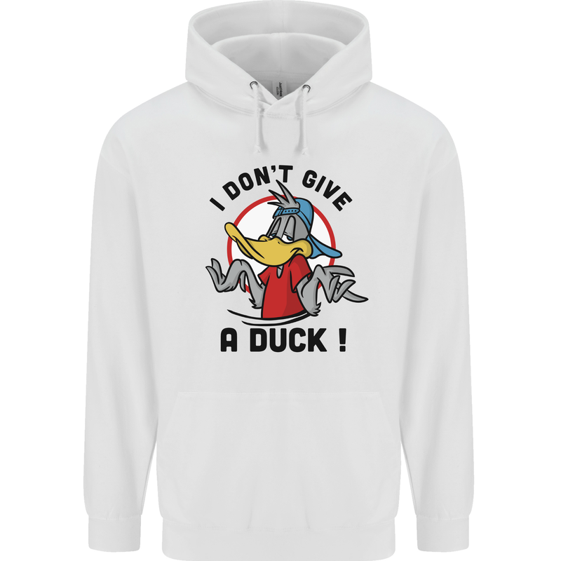 I Don't Give a Duck Funny Offensive Rude Joke Mens 80% Cotton Hoodie White