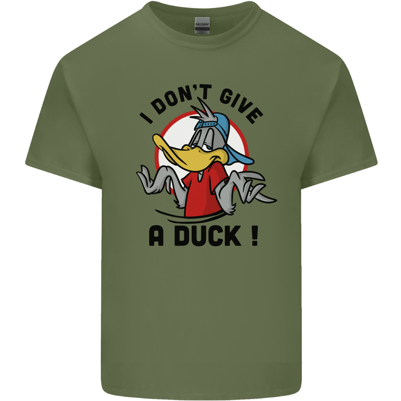 I Don't Give a Duck Funny Offensive Rude Joke Mens Cotton T-Shirt Tee Top Military Green