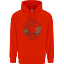I Don't Need Therapy Just Coffee Funny Mens 80% Cotton Hoodie Bright Red