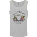 I Don't Need Therapy Just Coffee Funny Mens Vest Tank Top Sports Grey