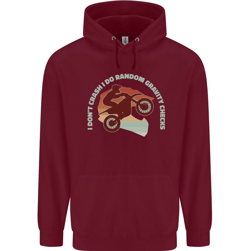 I Dont Crash Funny Motocross Biker Xmoto Childrens Kids Hoodie Maroon