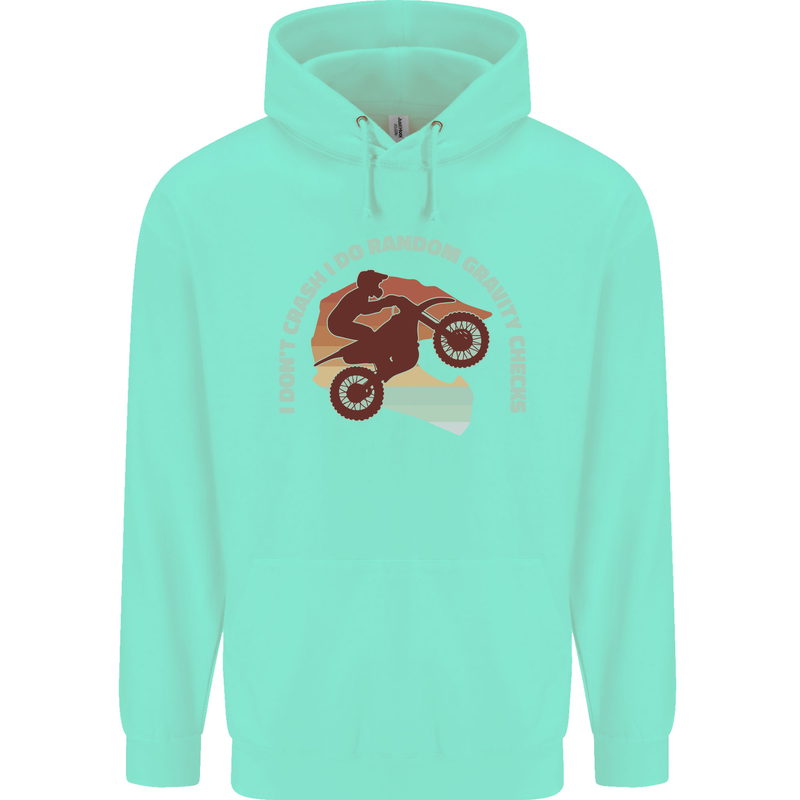 I Dont Crash Funny Motocross Biker Xmoto Childrens Kids Hoodie Peppermint