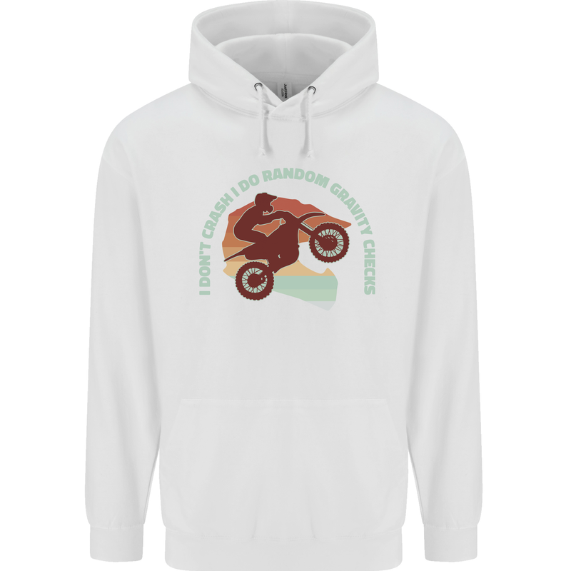 I Dont Crash Funny Motocross Biker Xmoto Childrens Kids Hoodie White