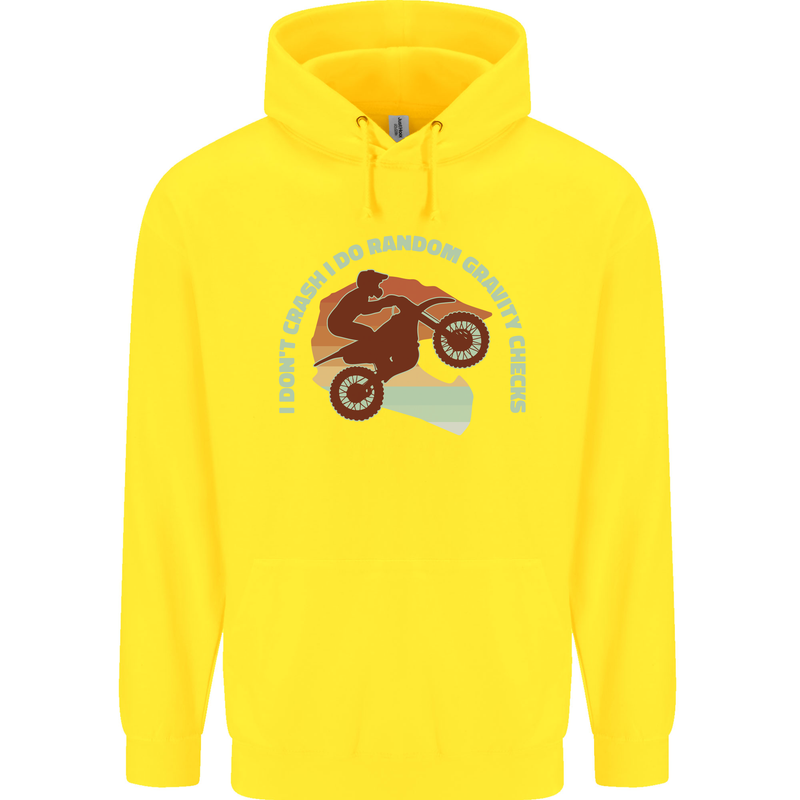 I Dont Crash Funny Motocross Biker Xmoto Childrens Kids Hoodie Yellow
