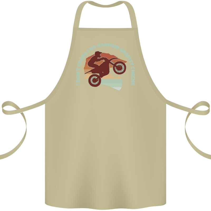 I Dont Crash Funny Motocross Biker Xmoto Cotton Apron 100% Organic Khaki