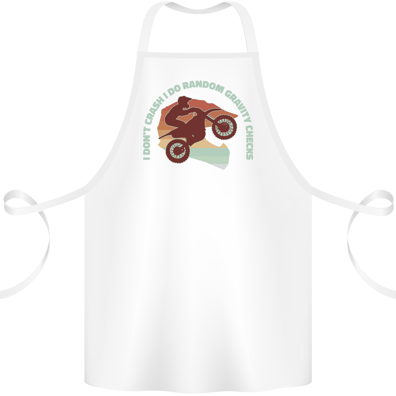 I Dont Crash Funny Motocross Biker Xmoto Cotton Apron 100% Organic White