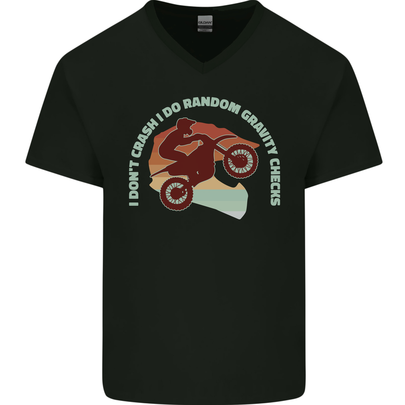 I Dont Crash Funny Motocross Biker Xmoto Mens V-Neck Cotton T-Shirt Black