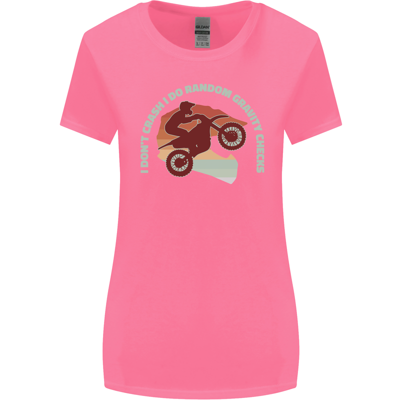 I Dont Crash Funny Motocross Biker Xmoto Womens Wider Cut T-Shirt Azalea