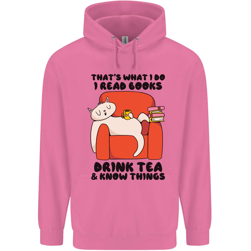 I Drink Tea and Know Things Funny Cat Childrens Kids Hoodie Azalea