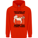 I Drink Tea and Know Things Funny Cat Childrens Kids Hoodie Bright Red