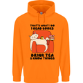 I Drink Tea and Know Things Funny Cat Childrens Kids Hoodie Orange