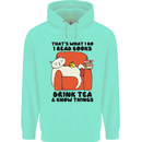 I Drink Tea and Know Things Funny Cat Childrens Kids Hoodie Peppermint