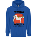 I Drink Tea and Know Things Funny Cat Childrens Kids Hoodie Royal Blue