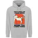 I Drink Tea and Know Things Funny Cat Childrens Kids Hoodie Sports Grey