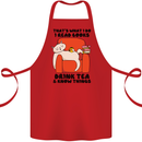 I Drink Tea and Know Things Funny Cat Cotton Apron 100% Organic Red