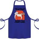 I Drink Tea and Know Things Funny Cat Cotton Apron 100% Organic Royal Blue