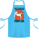 I Drink Tea and Know Things Funny Cat Cotton Apron 100% Organic Turquoise