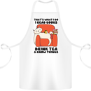I Drink Tea and Know Things Funny Cat Cotton Apron 100% Organic White
