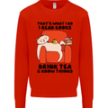 I Drink Tea and Know Things Funny Cat Kids Sweatshirt Jumper Bright Red