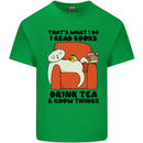 I Drink Tea and Know Things Funny Cat Kids T-Shirt Childrens Irish Green