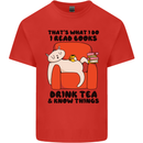 I Drink Tea and Know Things Funny Cat Kids T-Shirt Childrens Red