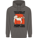 I Drink Tea and Know Things Funny Cat Mens 80% Cotton Hoodie Charcoal