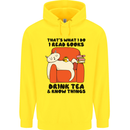 I Drink Tea and Know Things Funny Cat Mens 80% Cotton Hoodie Yellow