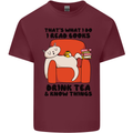 I Drink Tea and Know Things Funny Cat Mens Cotton T-Shirt Tee Top Maroon