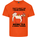 I Drink Tea and Know Things Funny Cat Mens Cotton T-Shirt Tee Top Orange
