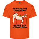 I Drink Tea and Know Things Funny Cat Mens Cotton T-Shirt Tee Top Orange