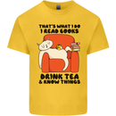 I Drink Tea and Know Things Funny Cat Mens Cotton T-Shirt Tee Top Yellow