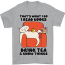 I Drink Tea and Know Things Funny Cat Mens T-Shirt 100% Cotton Sports Grey