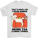 I Drink Tea and Know Things Funny Cat Mens T-Shirt 100% Cotton White