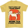 I Drink Tea and Know Things Funny Cat Mens T-Shirt 100% Cotton Yellow