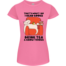 I Drink Tea and Know Things Funny Cat Womens Petite Cut T-Shirt Azalea