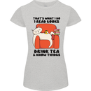 I Drink Tea and Know Things Funny Cat Womens Petite Cut T-Shirt Sports Grey