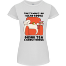 I Drink Tea and Know Things Funny Cat Womens Petite Cut T-Shirt White