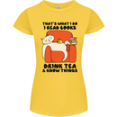 I Drink Tea and Know Things Funny Cat Womens Petite Cut T-Shirt Yellow
