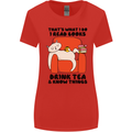I Drink Tea and Know Things Funny Cat Womens Wider Cut T-Shirt Red