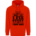 I Fix Stuff Funny Electrician Sparky DIY Childrens Kids Hoodie Bright Red